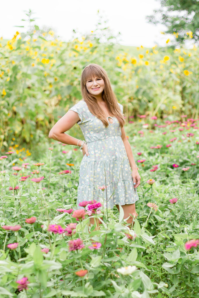 Mom posing in the wildflower field in Belcher, LA