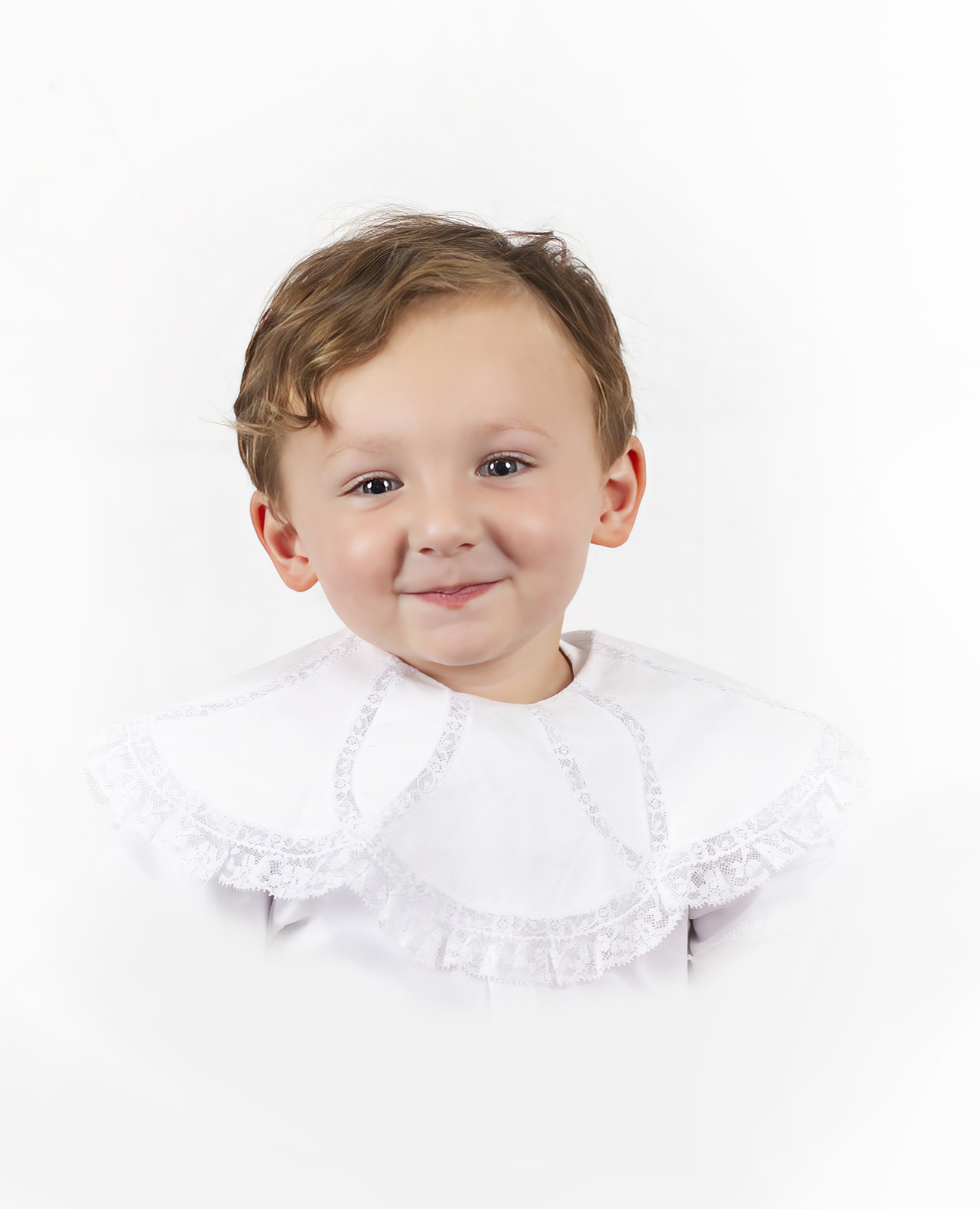 little boy toddler smiling at the camera during a heirloom portrait home studio session in bossier city, la