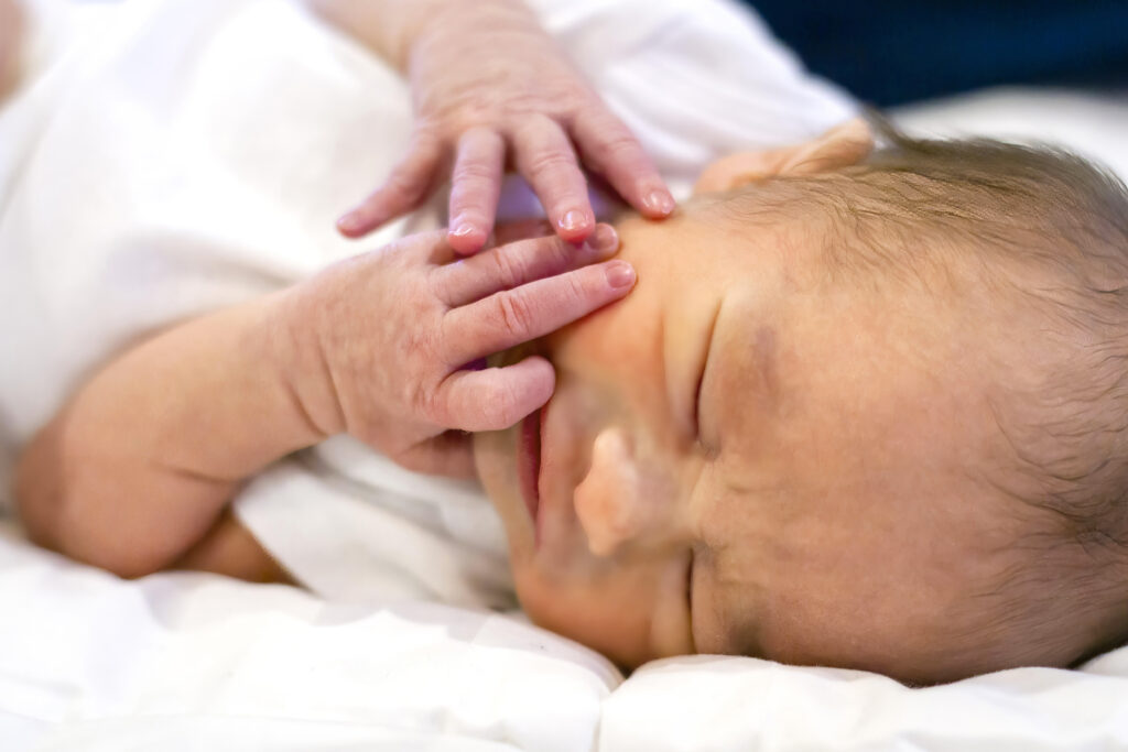 newborn baby boy face in his house in Bossier City, LA